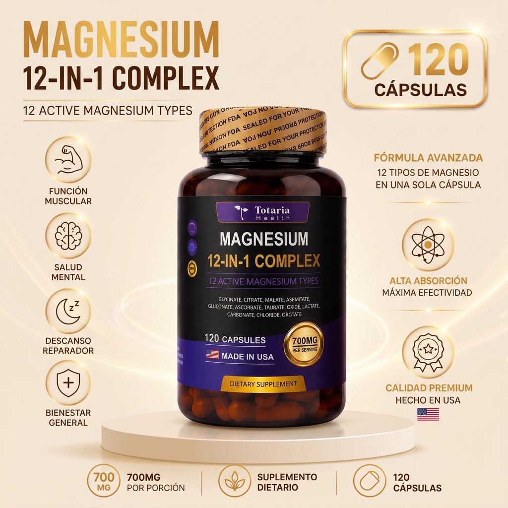 Magnesium Complex 12 en 1 x 120 caps 4 meses de tratamiento
